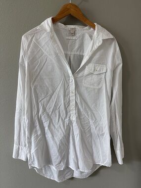 J. Crew White Button Henley Shirt